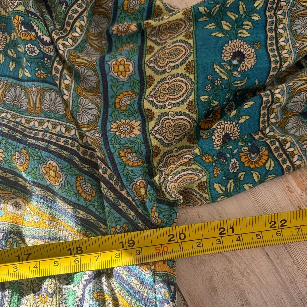 NEW J. Jill Floral Paisley Peasant Maxi Dress Puff Sleeve Blue Boho Size Medium - Picture 15 of 16
